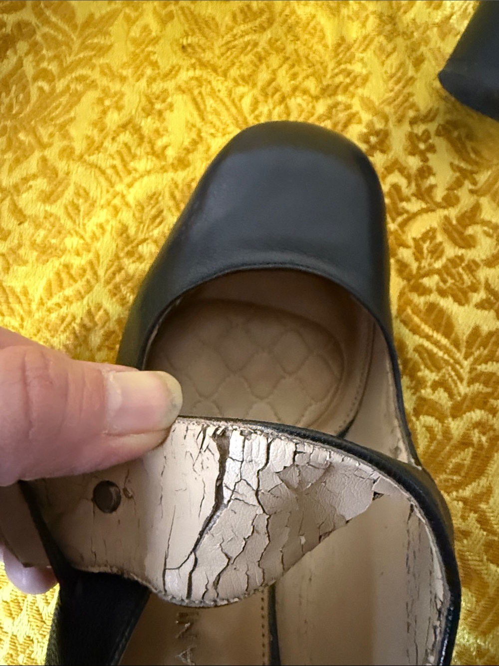 ANTONIO MELANI Black Mary Jane Heels with Gold Button - Picture 4 of 5